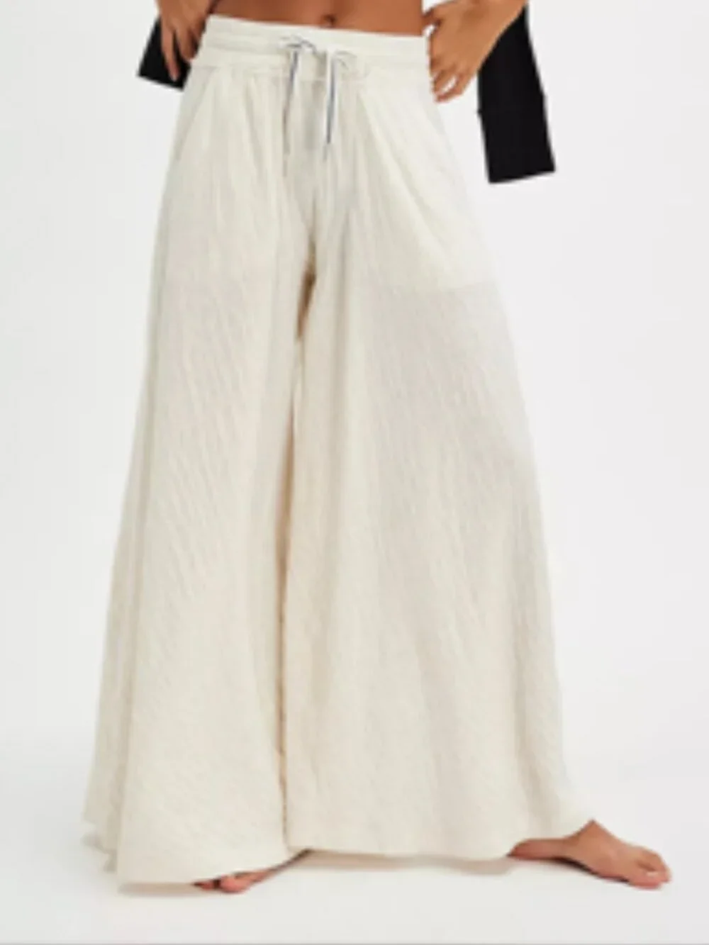 NWT Free People Wait A Minute Wide-Leg Lounge Pants Oatmeal Heather